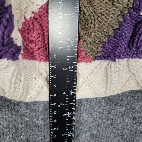 CASUAL CORNER Rainbow Argyle 3D Cable Knit Cardigan Cottagecore SIZE SMALL - Picture 7 of 10